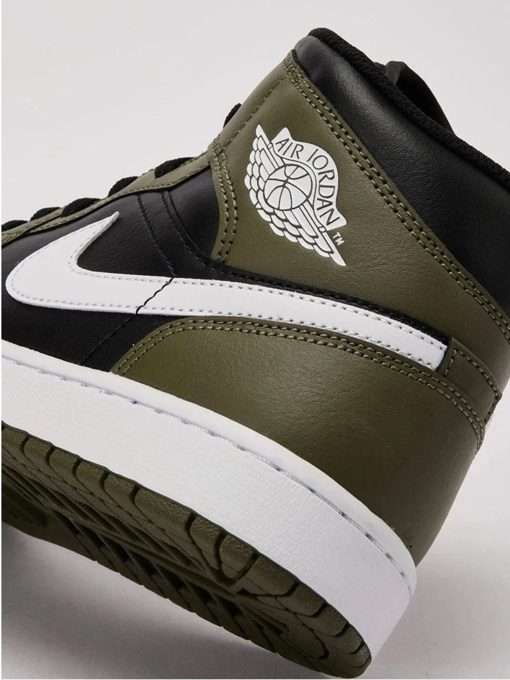 Nike Air Jordan 1 Mid Black White Medium Olive DQ8426-092- Sequoia